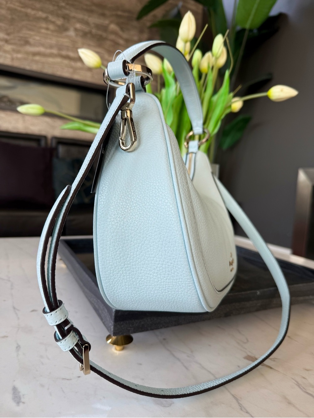New Kate Spade Leila Pebbled Leather Shoulder/Crossbody Bag Crisp Sky - Picture 7 of 16